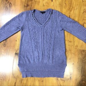 Simply vera vera wang purple v line rhinestone neckline sweater